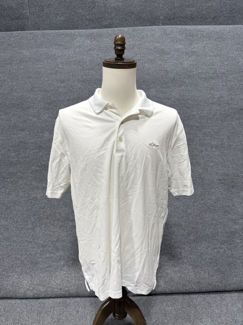 Greg Norman Play Dry Polo Shirt Menâs XL White Shark Logo Golf Performance